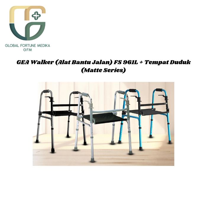 GEA Walker (Alat Bantu Jalan) FS 961L + Tempat Duduk (Matte Series)